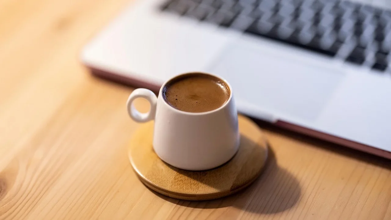 Remote Work Setup Laptop Coffee